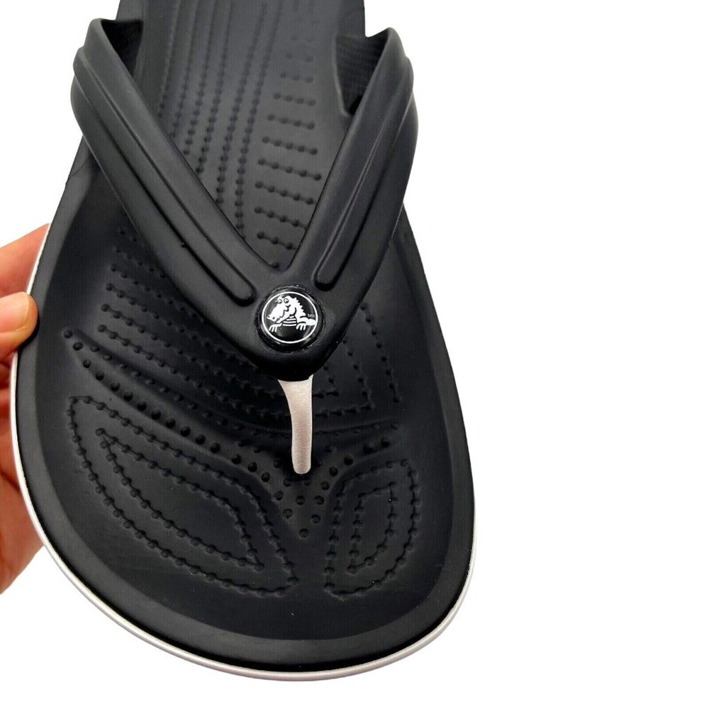 Crocs Men's Flip‎ Flop Sandal Size 9 Black Water Friendly Lightweight & Comfy - Picture 6 of 16